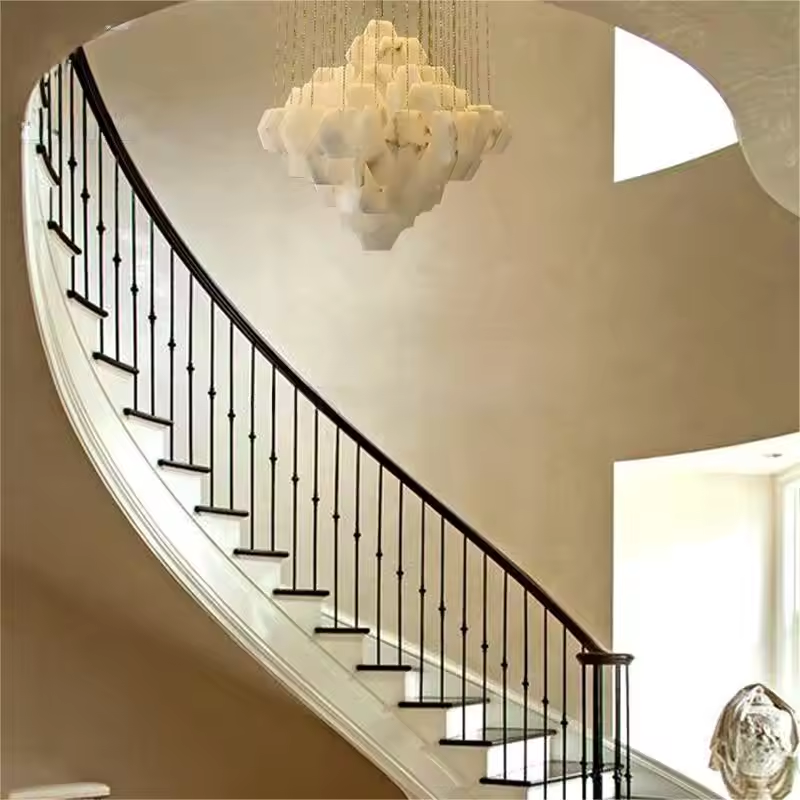 Modern Hotel Lobby Decoration Marble Chandelier Villa Staircase Luxury Marble Hanging Lamp