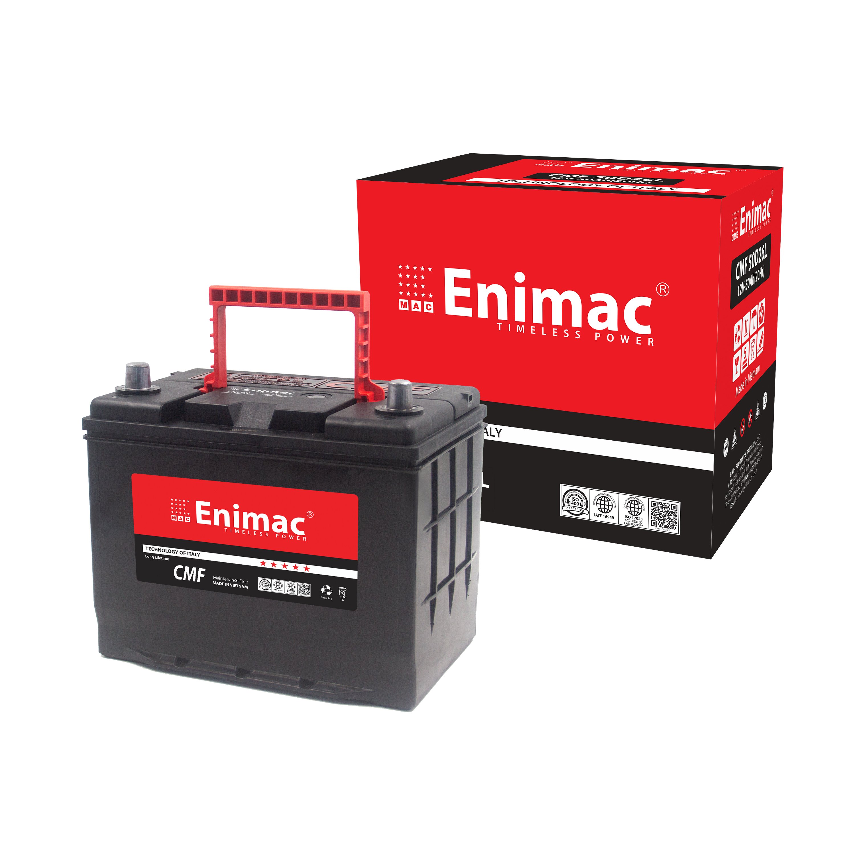 Vietnamese-made 50D26 R/L 12V 50AH Automotive Battery for Nissan Toyota Camry Lexus Ford-JIS Standard with Long Lifetime