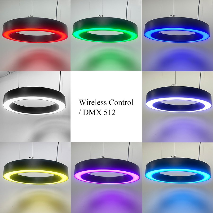 RGB Multi Colors Straight Line Led Pendant Light Blue Ceiling Linear Light 24V with Controller for Fitness Room