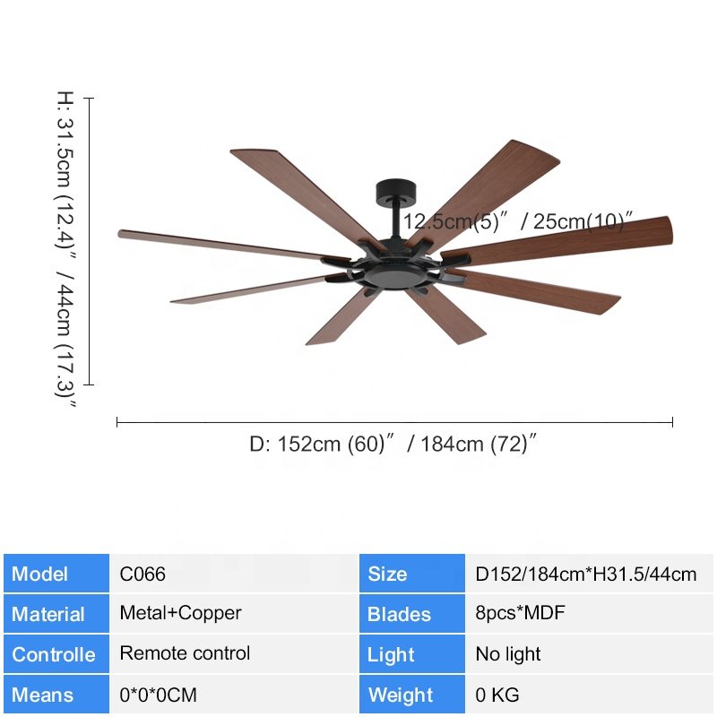 C066 60/72 INCH High air Volume Ceiling Fan Without Light WithAPP CONTROL