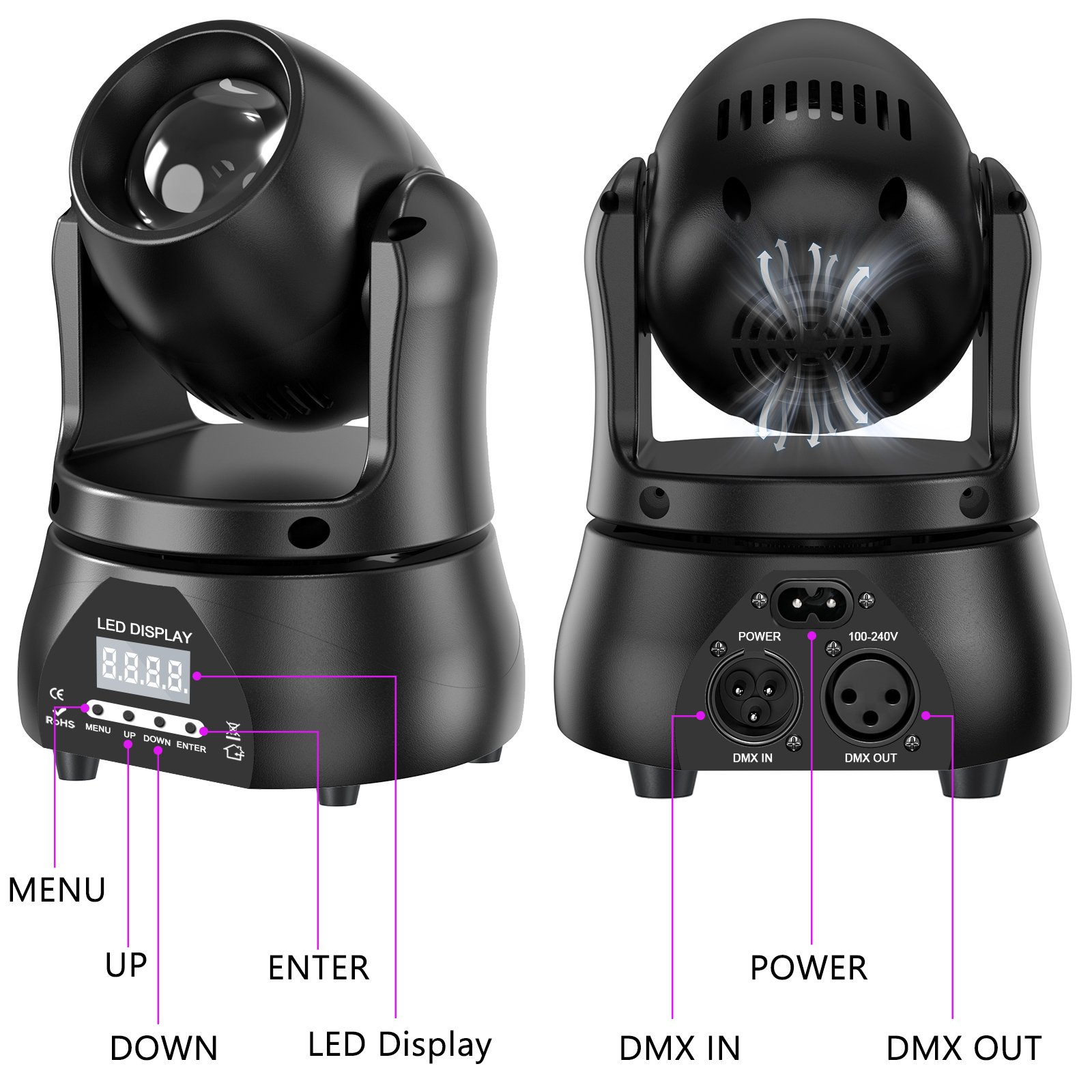 Popular Shaking Head Lighting Equipment Dj Disco Dmx 512 Control 40W Rgbw Led Beam Stage Bar Moving Head Lights