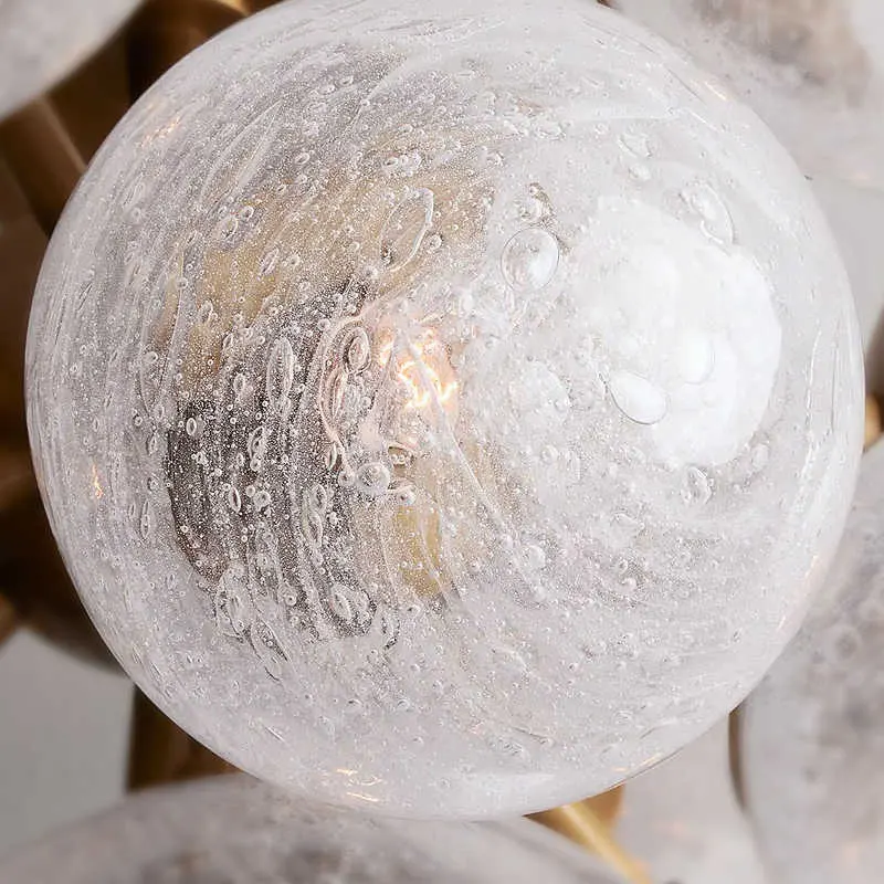 Modern Restaurant Bar Hanging Rectangular Glass Ball Hanging Chandelier Crystal Round Spherical Pendant Lamp