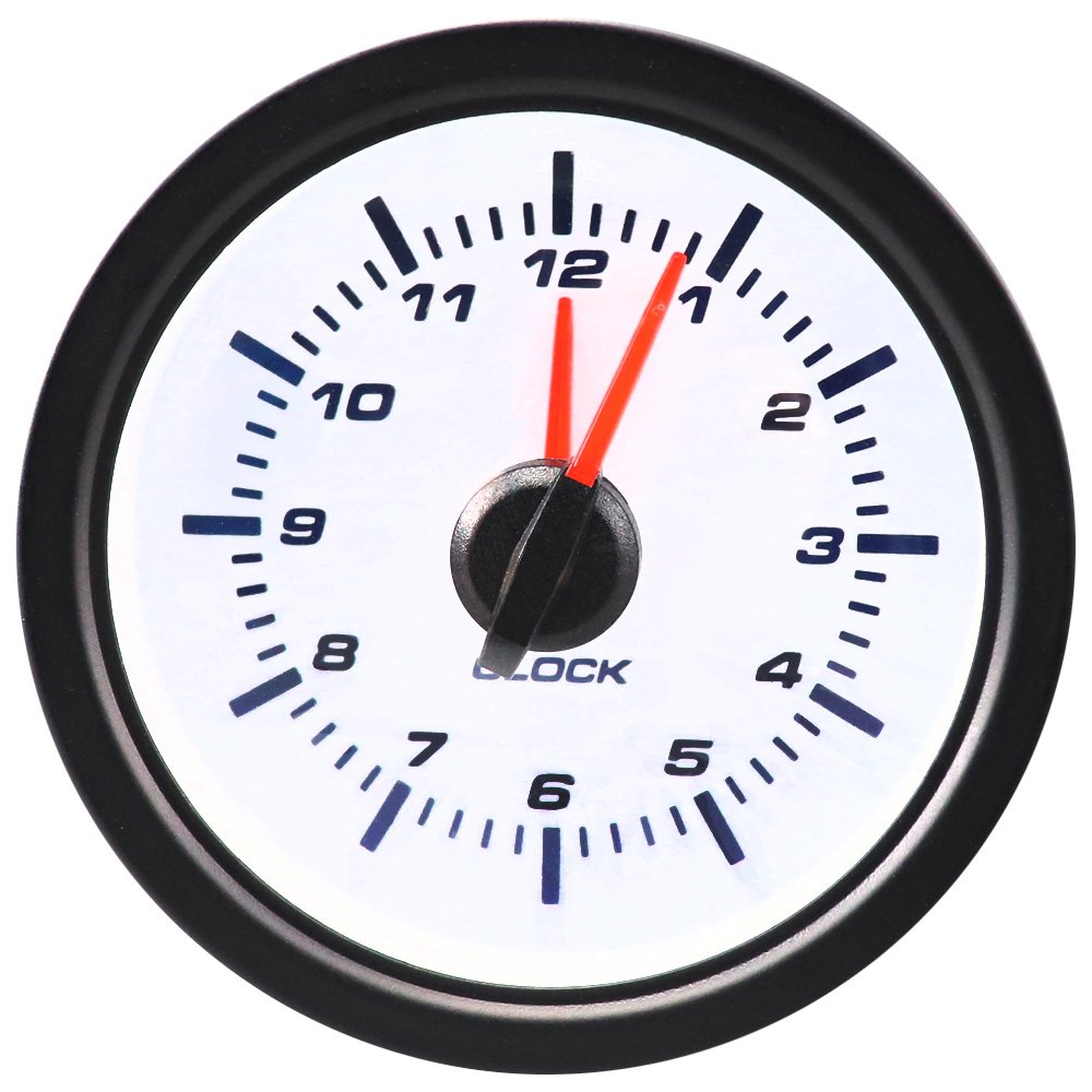 52 mm 12v LED Backlight White Face Red Needle Car Clock
