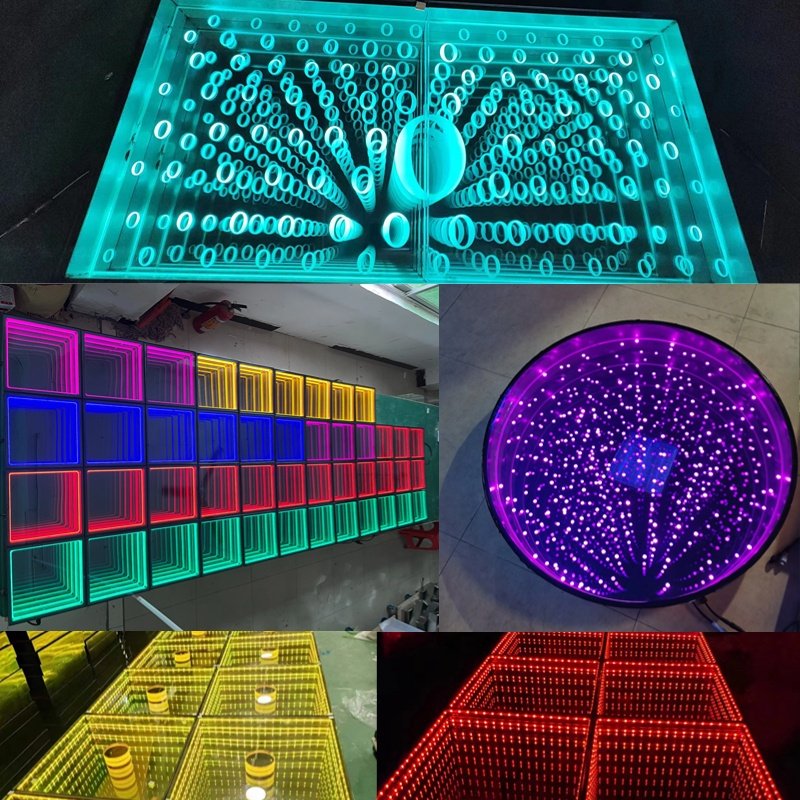 3d Infinity Mirror Led Dance Floor Tiles Glass Panel Dmx Night Club Rgb up Led Dance Floor Magnetic matrix Light for Wedding
