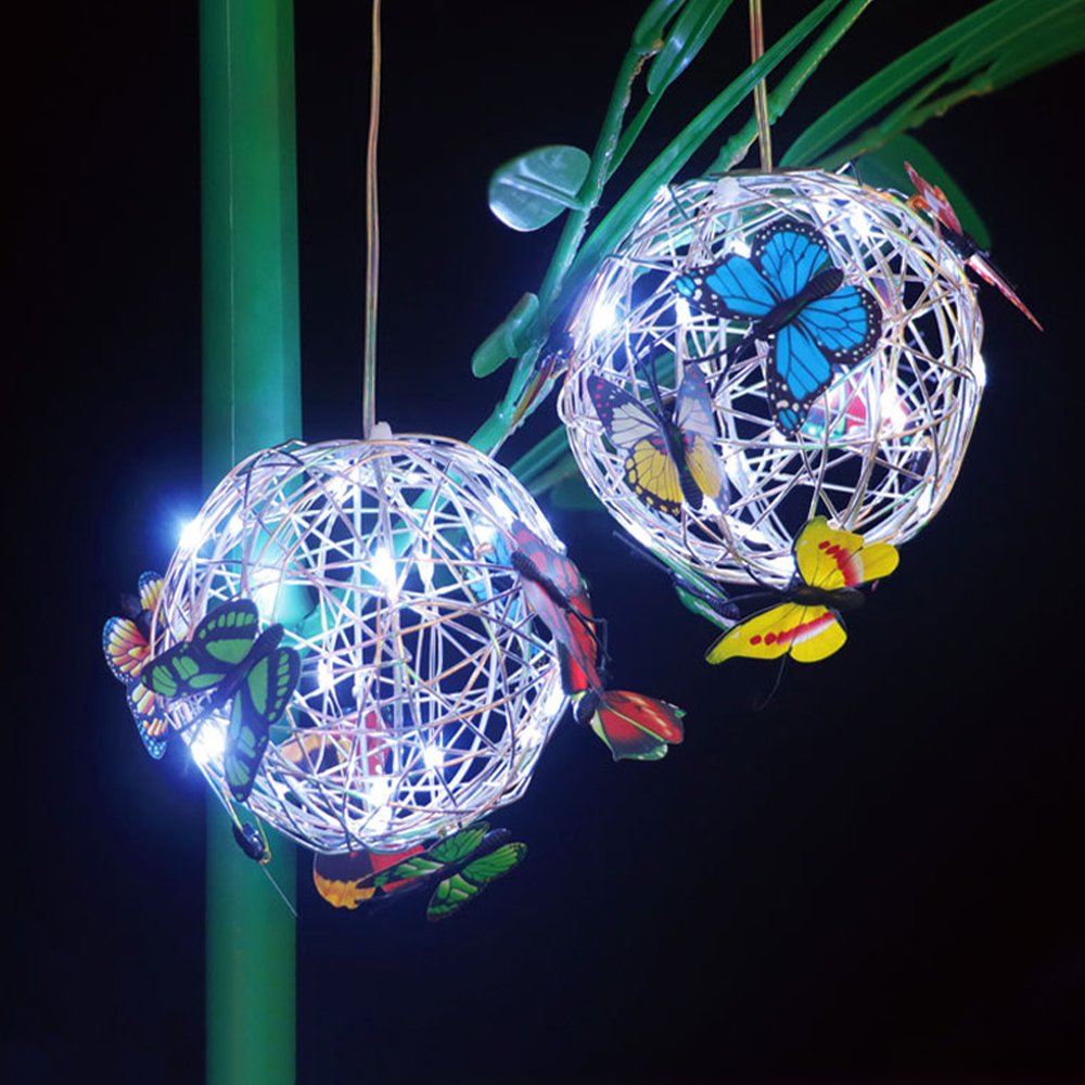 Solar butterfly Hanging Tree Ball Lights LED Intelligent Light Sense Outdoor Waterproof Courtyard Garden Color Decorative Lights