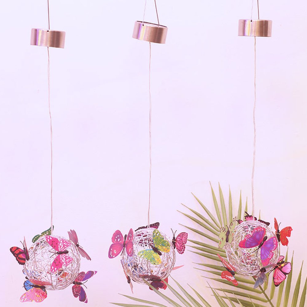 Solar butterfly Hanging Tree Ball Lights LED Intelligent Light Sense Outdoor Waterproof Courtyard Garden Color Decorative Lights