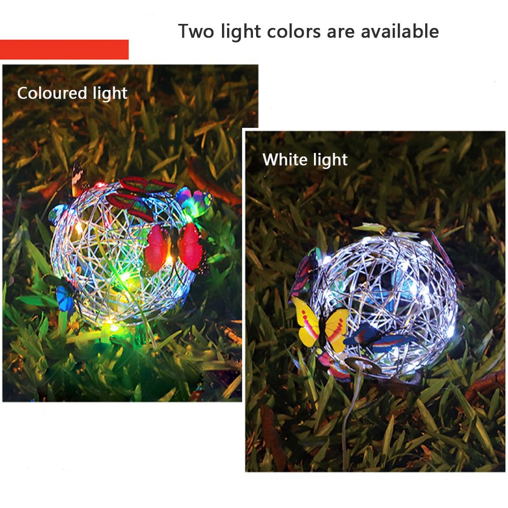 Solar butterfly Hanging Tree Ball Lights LED Intelligent Light Sense Outdoor Waterproof Courtyard Garden Color Decorative Lights