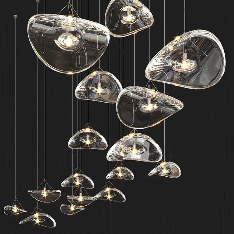 Modern Pendant Light Staircase Hotel Villa Luxury Crystal Pendent Lamp Art Glass Handmade Minimalist Led Indoor Lighting
