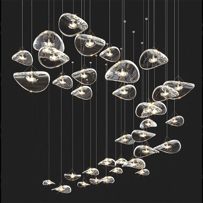 Modern Pendant Light Staircase Hotel Villa Luxury Crystal Pendent Lamp Art Glass Handmade Minimalist Led Indoor Lighting