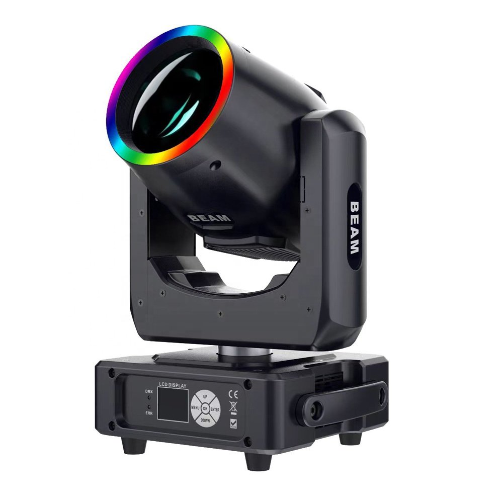 High Quality Mini 7r 230w Sharpy Beam Moving Head Club Stage Light With 48 Honeycomb Prism Rainbow Hola Strip Ring Moving Light
