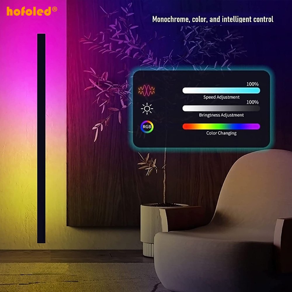 Hofoled Outdoor Waterproof Dimmable Color Changing Smart Long Linear Strip Led Wall Lamp Exterior RGBW Wall Sconce Lights