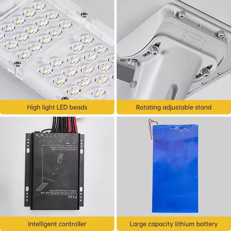 Omsen High Lumen Die Casting Aluminum Solar Flood Street Lights Lampadaire Solaire Exterieur With Poles for Street Road High Way