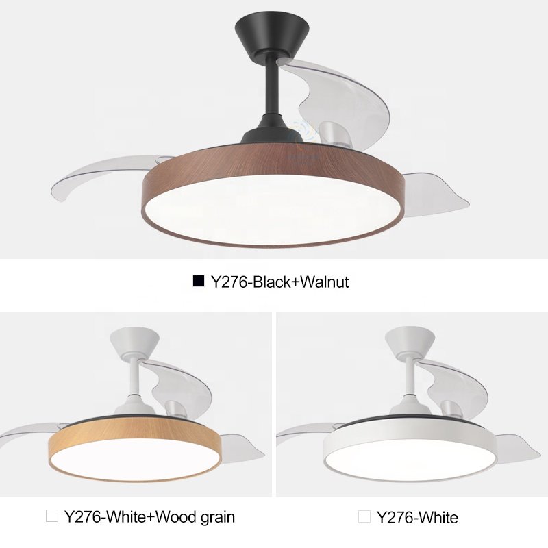 Y276 Modern 42 Inch LED Ceiling Fans 110/220V DC Motor Remote Control with Luz Designer and Ventilador Oculto for Bedroom