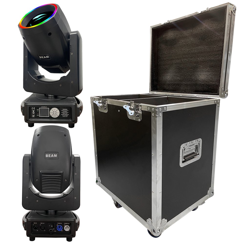 Flycase 2 in 1 295 Beam Stage Lighting 10R Sharpy Moving Head Light With RGB Led Strip Background Club Light