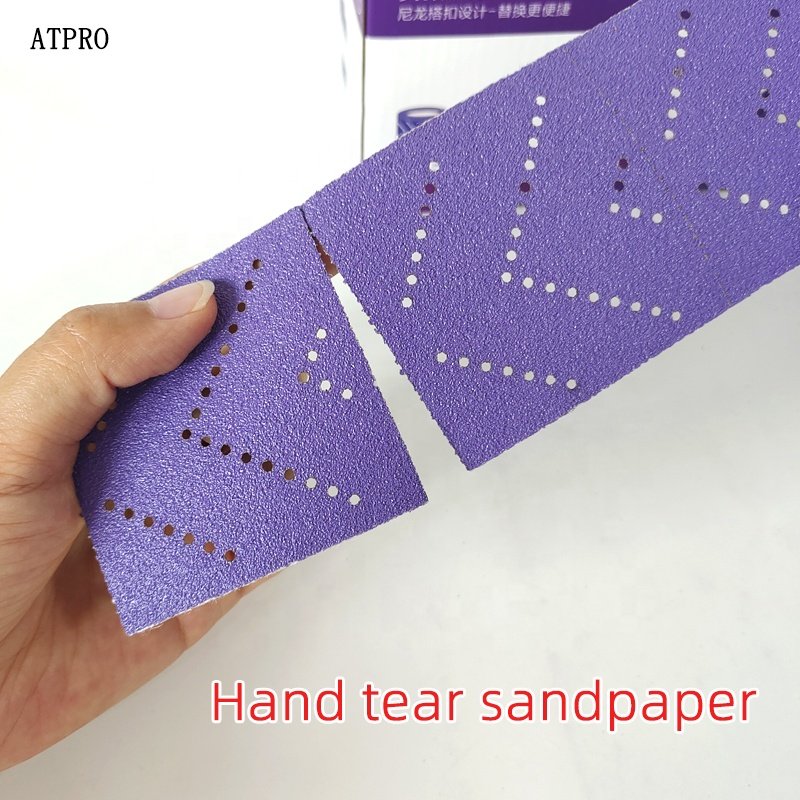 70mm 12 Meters Dry Grinding Flocking Sandpaper Square Purple Car Paint Polishing Abrasive Grinding Tool