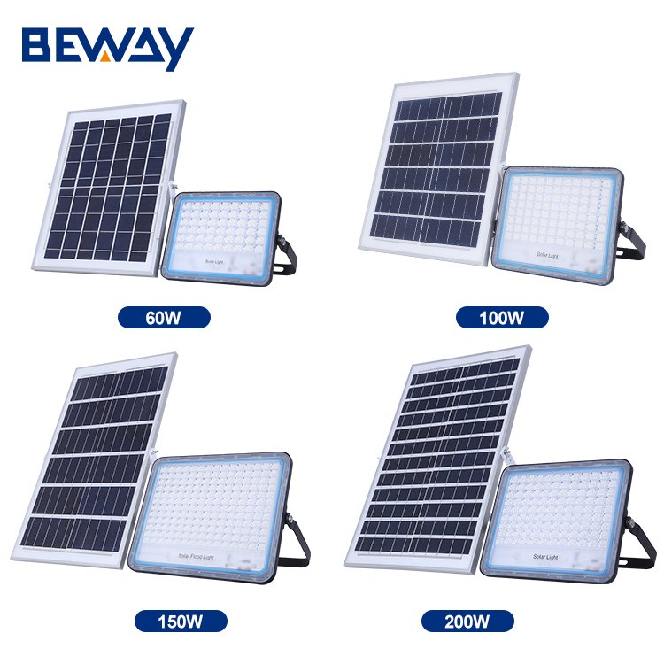 Low Price Abs Aluminum Housing Outdoor Led Solar Flood Lamp 60 100 150 200 Watt Led Flood Light With Time Remote Control