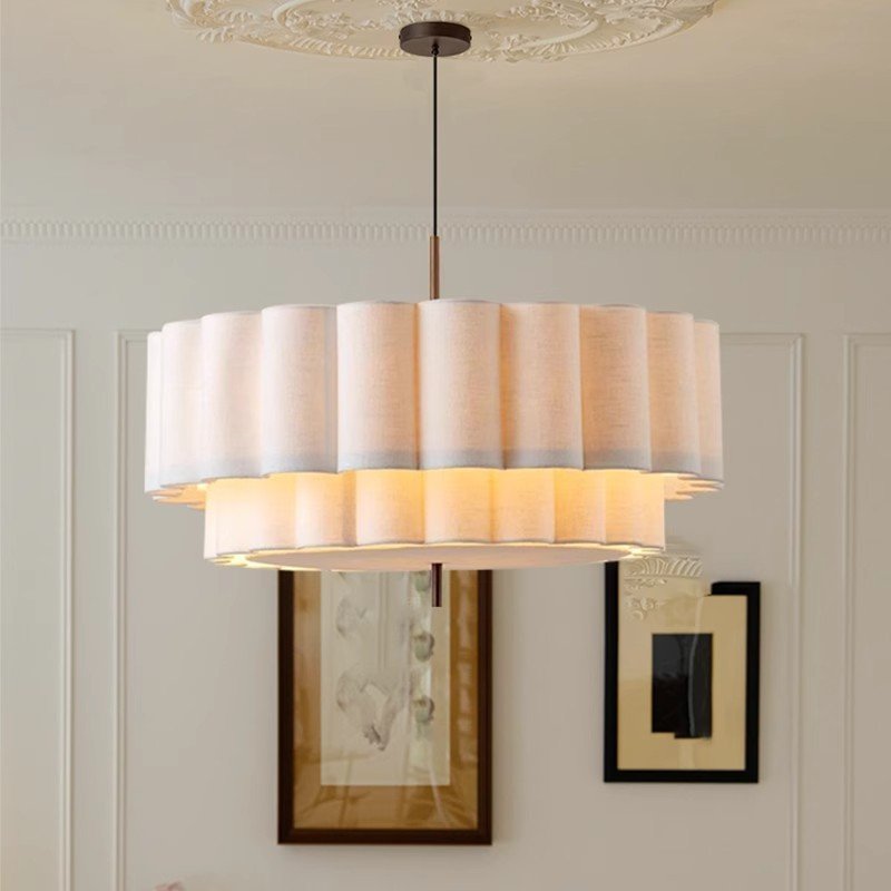 Nordic Simple Modern French Cream Style Dining Room Bedroom Living Room Study Lighting Decorative Atmosphere Fabric Chandelier