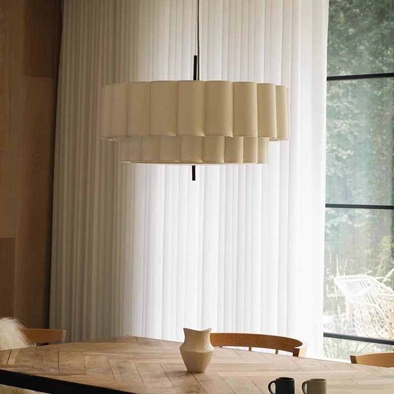 Nordic Simple Modern French Cream Style Dining Room Bedroom Living Room Study Lighting Decorative Atmosphere Fabric Chandelier