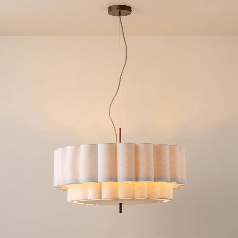 Nordic Simple Modern French Cream Style Dining Room Bedroom Living Room Study Lighting Decorative Atmosphere Fabric Chandelier