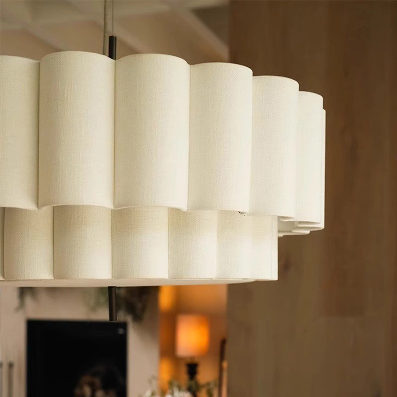 Nordic Simple Modern French Cream Style Dining Room Bedroom Living Room Study Lighting Decorative Atmosphere Fabric Chandelier