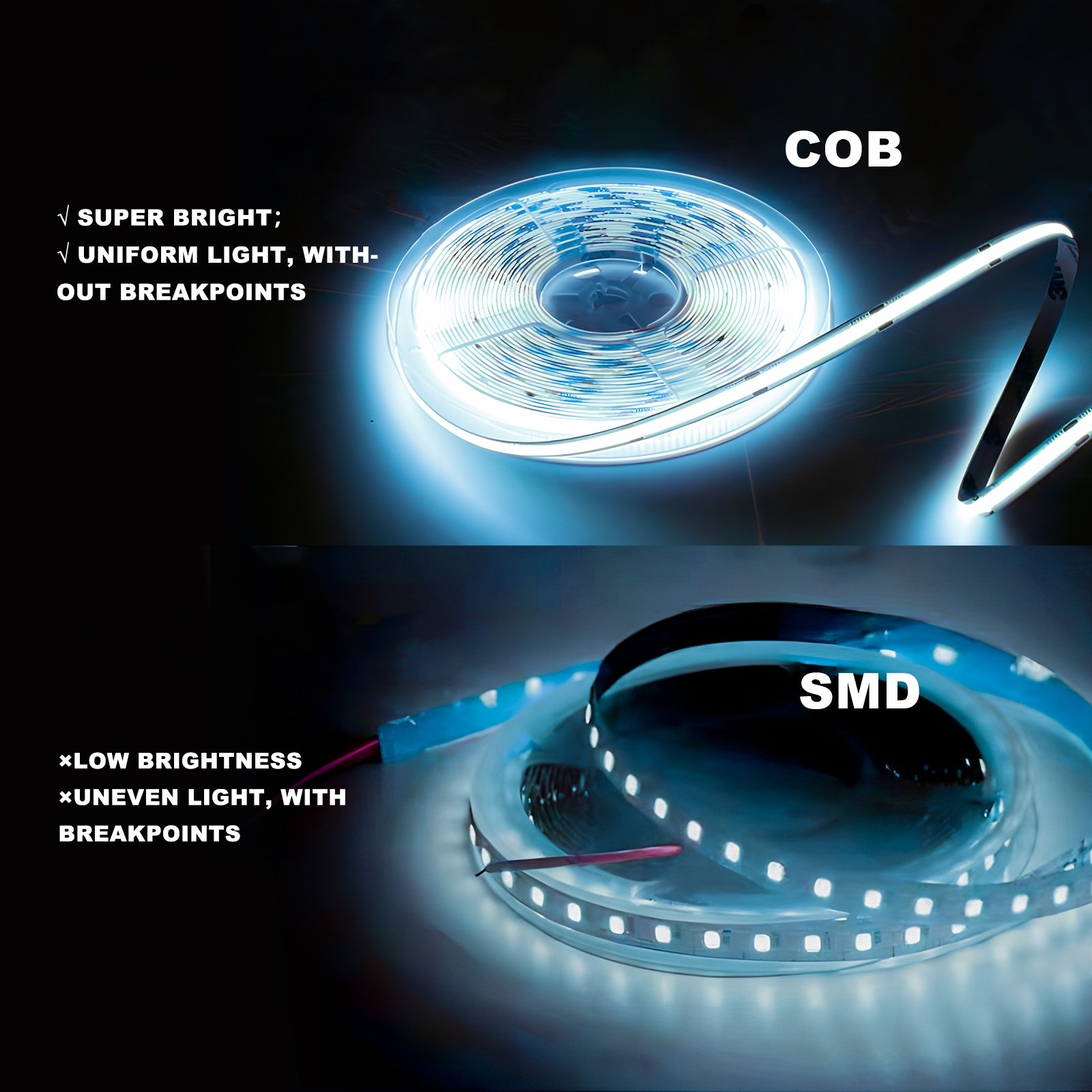 CCT RGB COB LED Flexible Strip 24V 384LEDs 528LEDs COB High Brightness Digital RGB IC LED Strip Light for Wall Ceiling Party