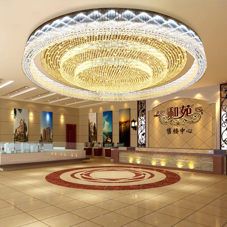 Ceiling Style Indoor Decoration Round Modern Hotel Crystal Chandelier Gold Custom Project Luxury LED 80 Large Chandelier E14 100