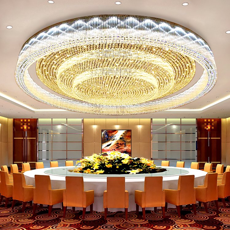 Ceiling Style Indoor Decoration Round Modern Hotel Crystal Chandelier Gold Custom Project Luxury LED 80 Large Chandelier E14 100