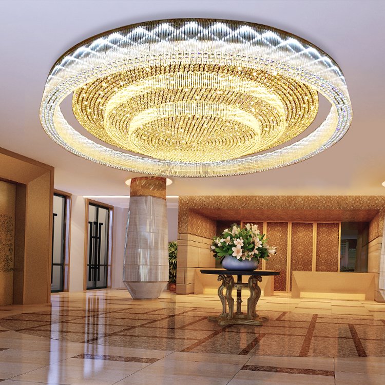 Ceiling Style Indoor Decoration Round Modern Hotel Crystal Chandelier Gold Custom Project Luxury LED 80 Large Chandelier E14 100
