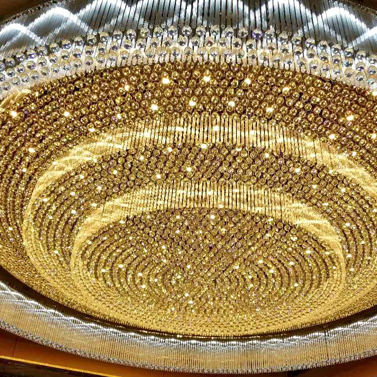 Ceiling Style Indoor Decoration Round Modern Hotel Crystal Chandelier Gold Custom Project Luxury LED 80 Large Chandelier E14 100