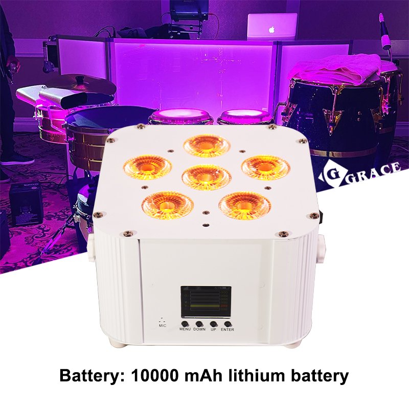 Igracelite 6x18w RgbwaUv 6in1 Battery Powered Wireless DMX LED Uplight Wedding Party Dj Par Can Stage