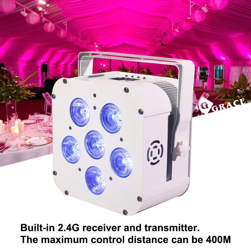 Igracelite 6x18w RgbwaUv 6in1 Battery Powered Wireless DMX LED Uplight Wedding Party Dj Par Can Stage