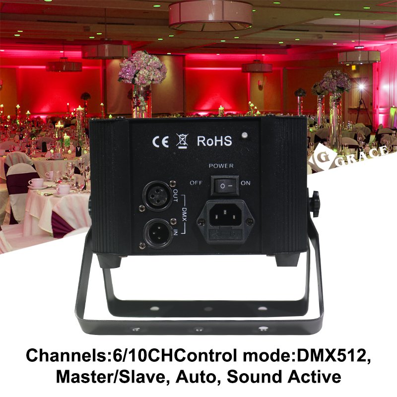 Igracelite 6x18w RgbwaUv 6in1 Battery Powered Wireless DMX LED Uplight Wedding Party Dj Par Can Stage
