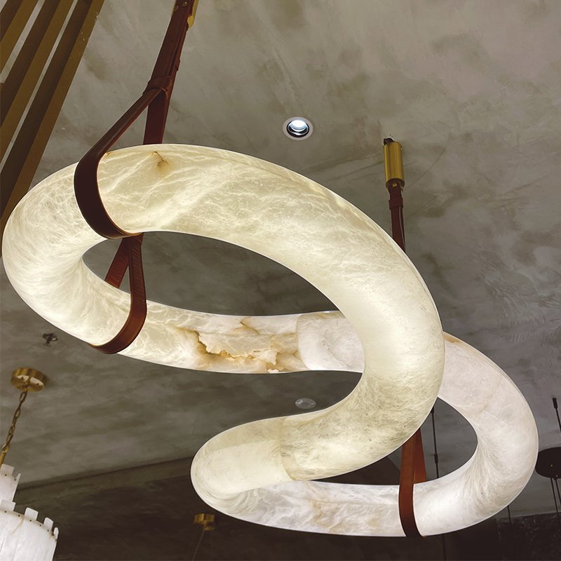 Modern Ring Personality Chandelier Led Ceiling Marble Lamp Furniture Villa Lighting Customizable Modern Ring Chandelier