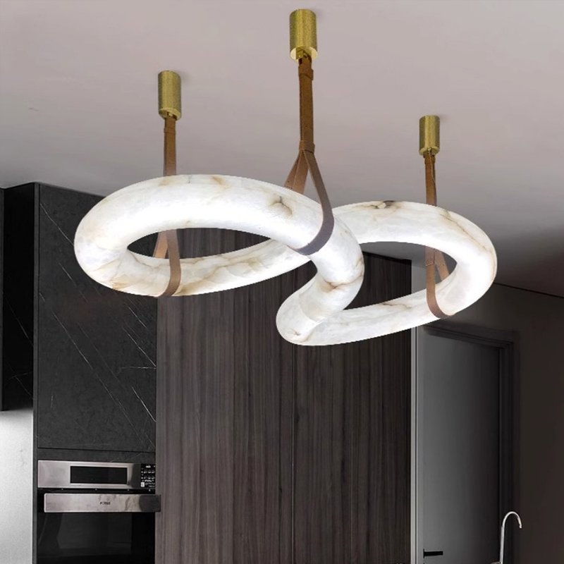 Modern Ring Personality Chandelier Led Ceiling Marble Lamp Furniture Villa Lighting Customizable Modern Ring Chandelier