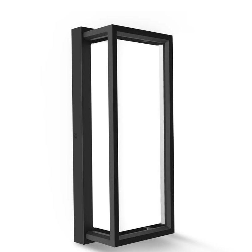 12Inch Lantern Wall Light Modern Outdoor Porch Patio Fixture Exterior LED Rectangle Sconce 5CCT IP65 Anti-UV PC Photocell Sensor