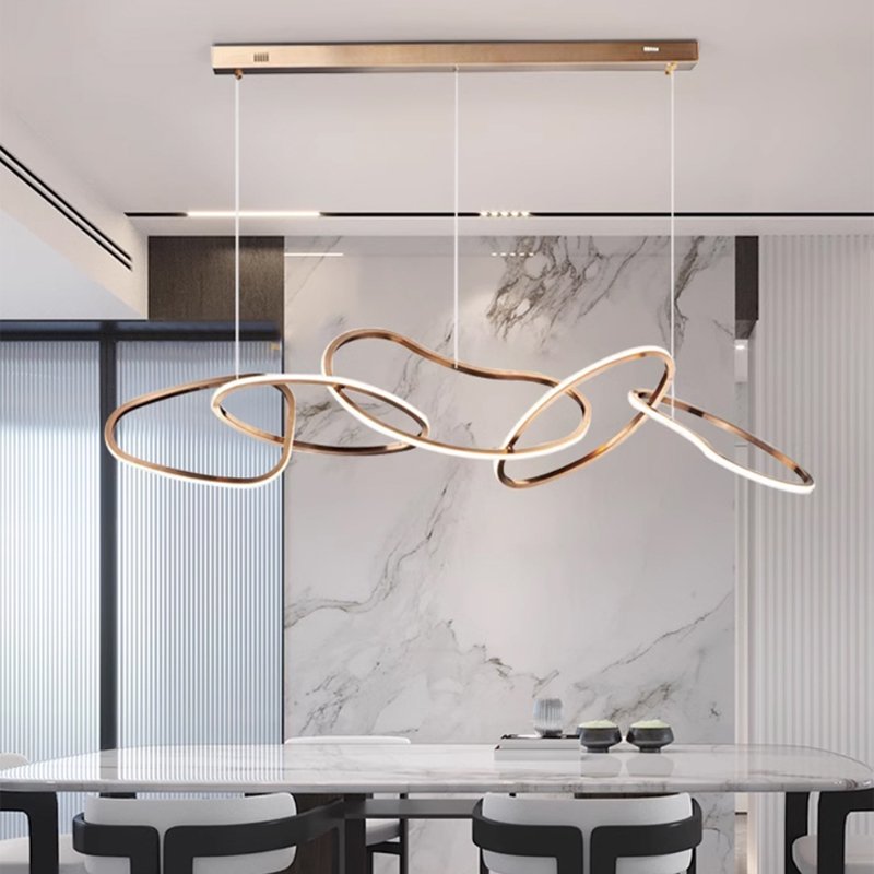 Nordic Modern Design Kitchen Island Pendant Lighting Gold Linear Hanging Lamp Indoor Ceilings Luxury Chandelier