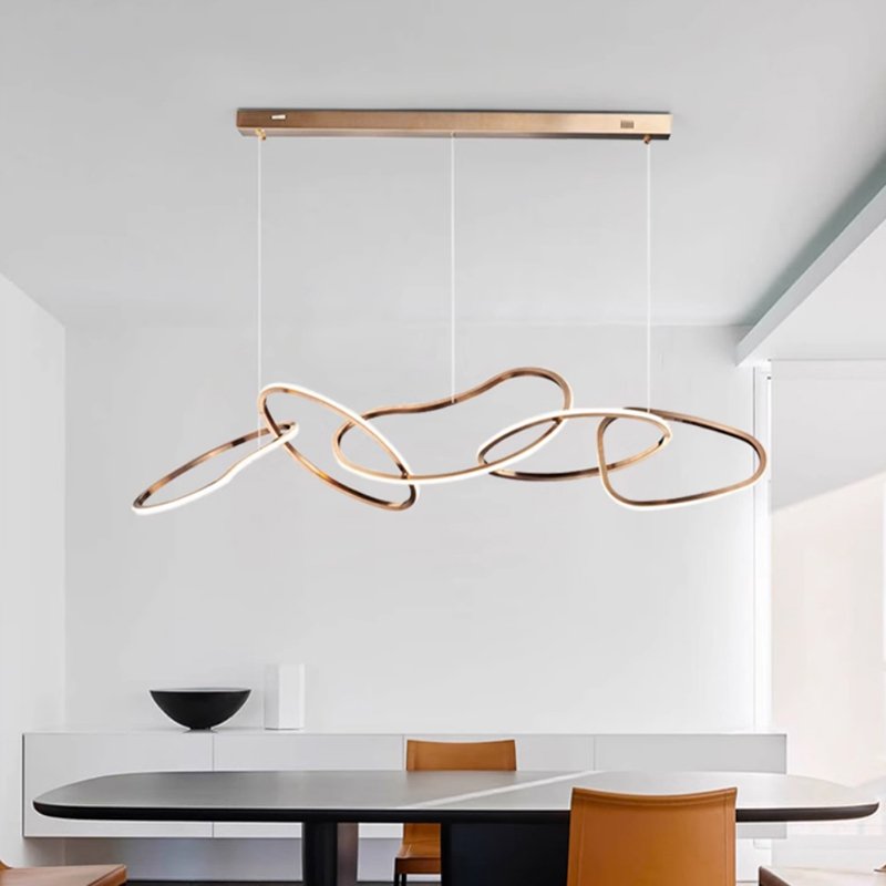 Nordic Modern Design Kitchen Island Pendant Lighting Gold Linear Hanging Lamp Indoor Ceilings Luxury Chandelier