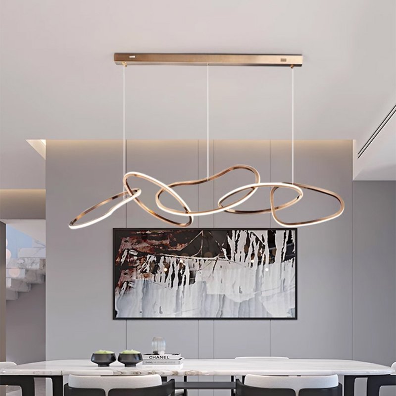 Nordic Modern Design Kitchen Island Pendant Lighting Gold Linear Hanging Lamp Indoor Ceilings Luxury Chandelier