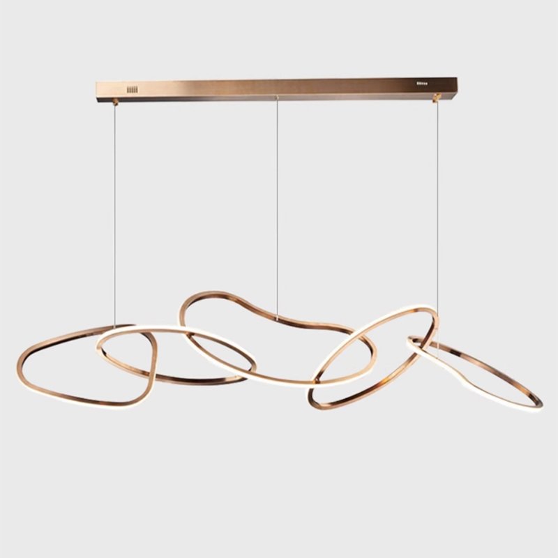Nordic Modern Design Kitchen Island Pendant Lighting Gold Linear Hanging Lamp Indoor Ceilings Luxury Chandelier
