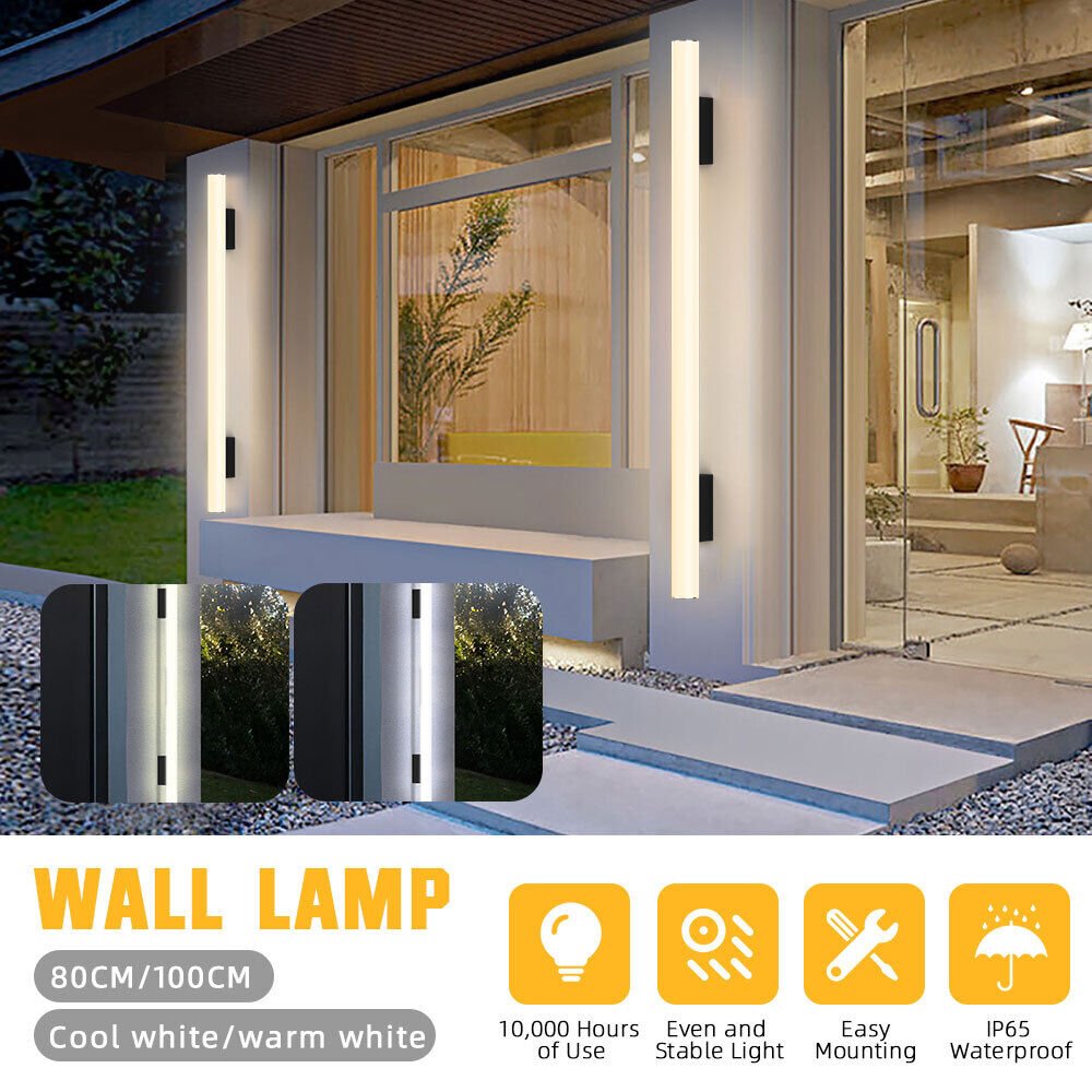 31.49inch Long Outdoor Modern LED Wall Light 32W Waterproof IP65 Warm White 24W 110V Line Round Led Wall Mount Lighting Fixture