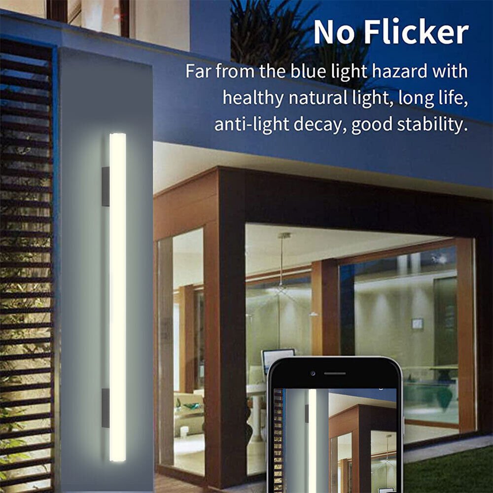 31.49inch Long Outdoor Modern LED Wall Light 32W Waterproof IP65 Warm White 24W 110V Line Round Led Wall Mount Lighting Fixture