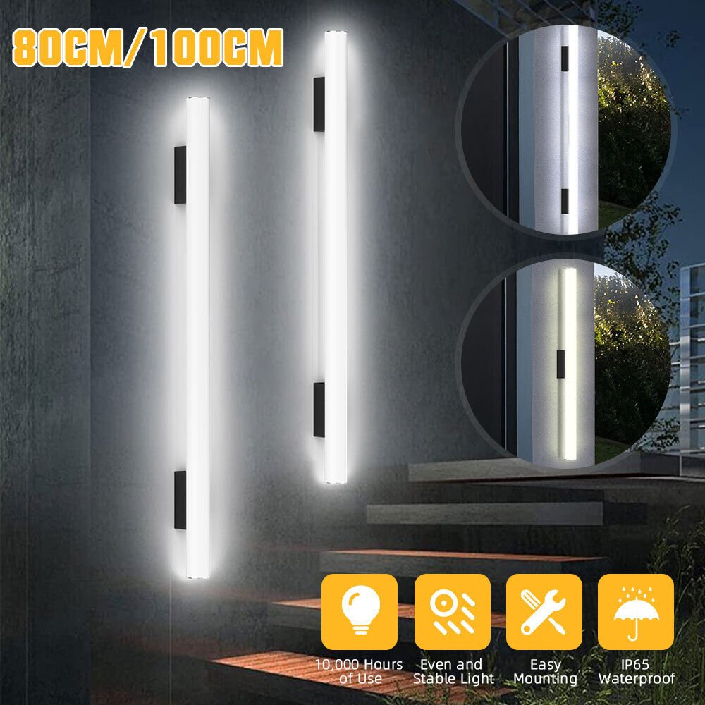 31.49inch Long Outdoor Modern LED Wall Light 32W Waterproof IP65 Warm White 24W 110V Line Round Led Wall Mount Lighting Fixture