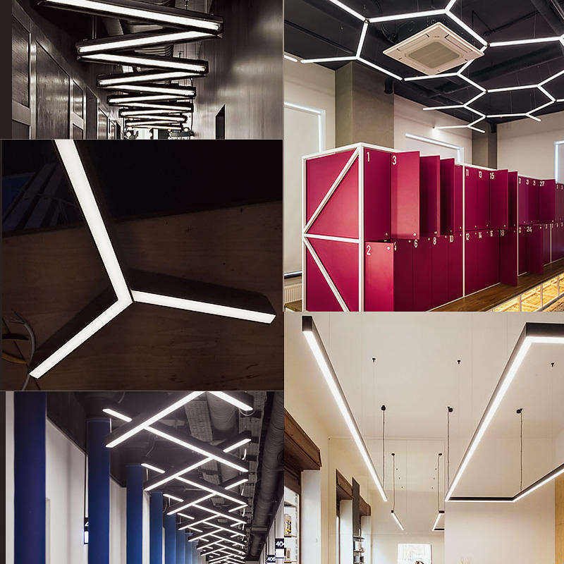 Free Sample Decorative Design Gyms Linear Light Black Thin Linear Suspended Light 6500k Concealed Linear Lighting with Lens
