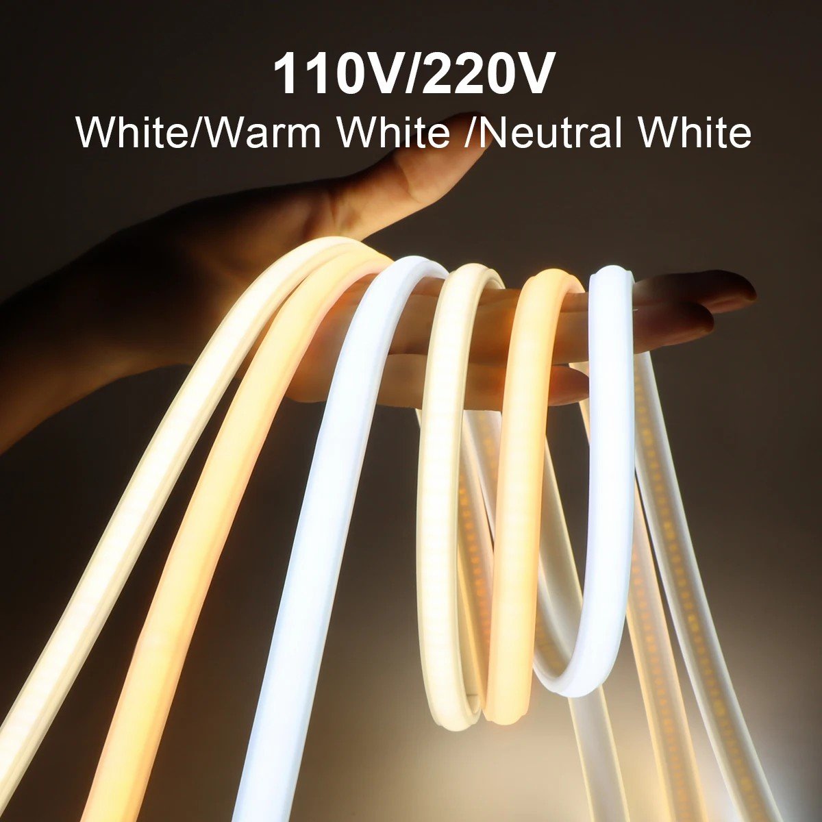220V 110V COB Led Strip With EU US Plug Power Switch Waterproof Led Neon Flexible Ribbon for Outdoor Garden Kitchen Lighting