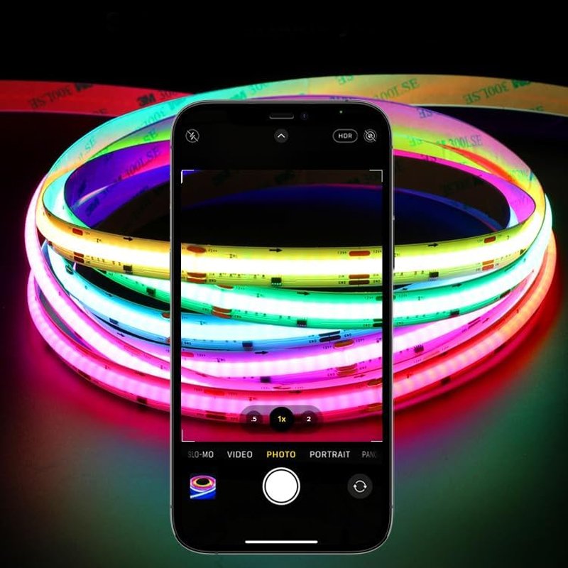 Rgb Dc12v 24v Magic Digital Cob Strip Smart Addressable Rgbic Cob Led Strips 8-12mm Pcb Smart Addressable Rgb Cob Led Strips