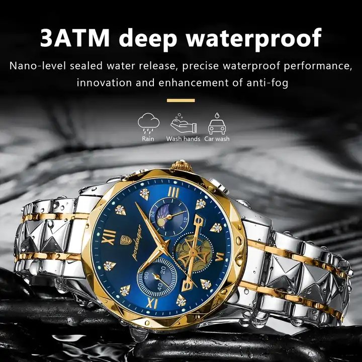 POEDAGAR Luxury Man Wristwatch Stainless Steel Men's Quartz Watches Waterproof Luminous Chronograph Watch for Men Reloj Hombre