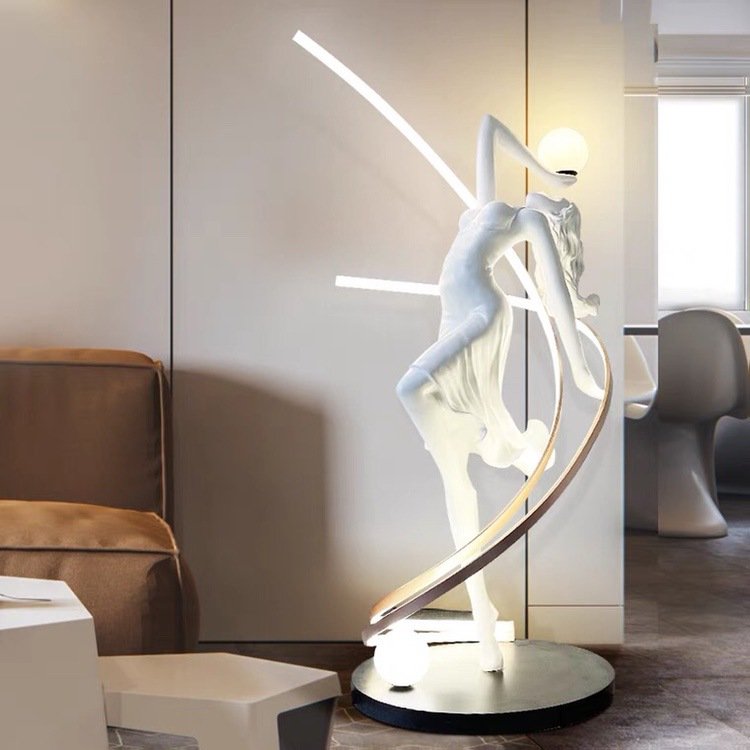 High Quality Hotel Luxury Creative Dance Goddess Corner Standing Light Modern Minimalist Designer Art Decoration Led Floor Lamp