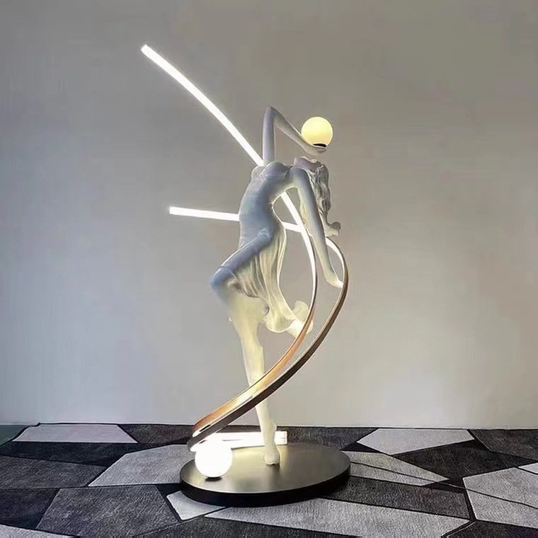 High Quality Hotel Luxury Creative Dance Goddess Corner Standing Light Modern Minimalist Designer Art Decoration Led Floor Lamp