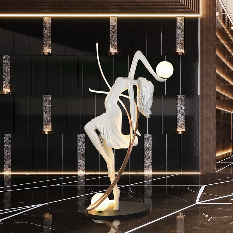 High Quality Hotel Luxury Creative Dance Goddess Corner Standing Light Modern Minimalist Designer Art Decoration Led Floor Lamp