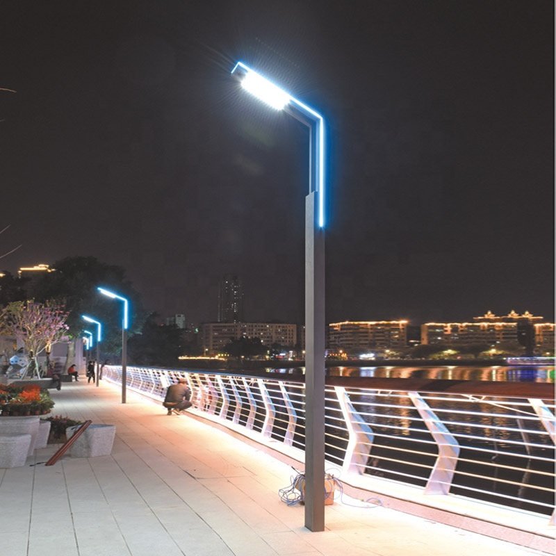 Modern Outdoor LED Landscape Street Post Pole Bollard Light 3m 3.5m 4m 5m 6m Aluminum Garden Pole Waterproof Solar AC Power